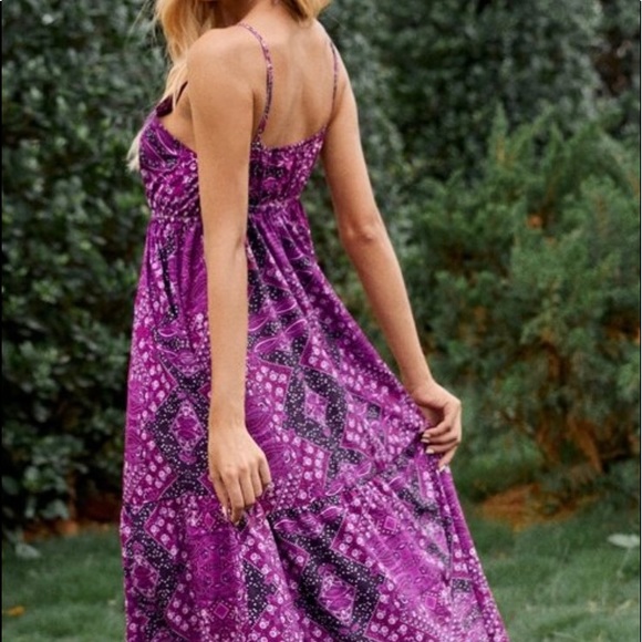 Bohemian Boho Gypsy Ruffle Cami Maxi Dress - Picture 9 of 13